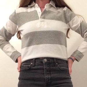 Striped gray J Crew Rugby Long Sleeved Shirt